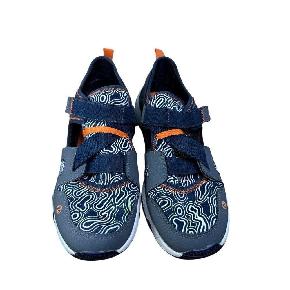 Merrell Kid's Size Hydro Free Roam Grey Navy Blue Orange No Lace Sneakers Sz 7M